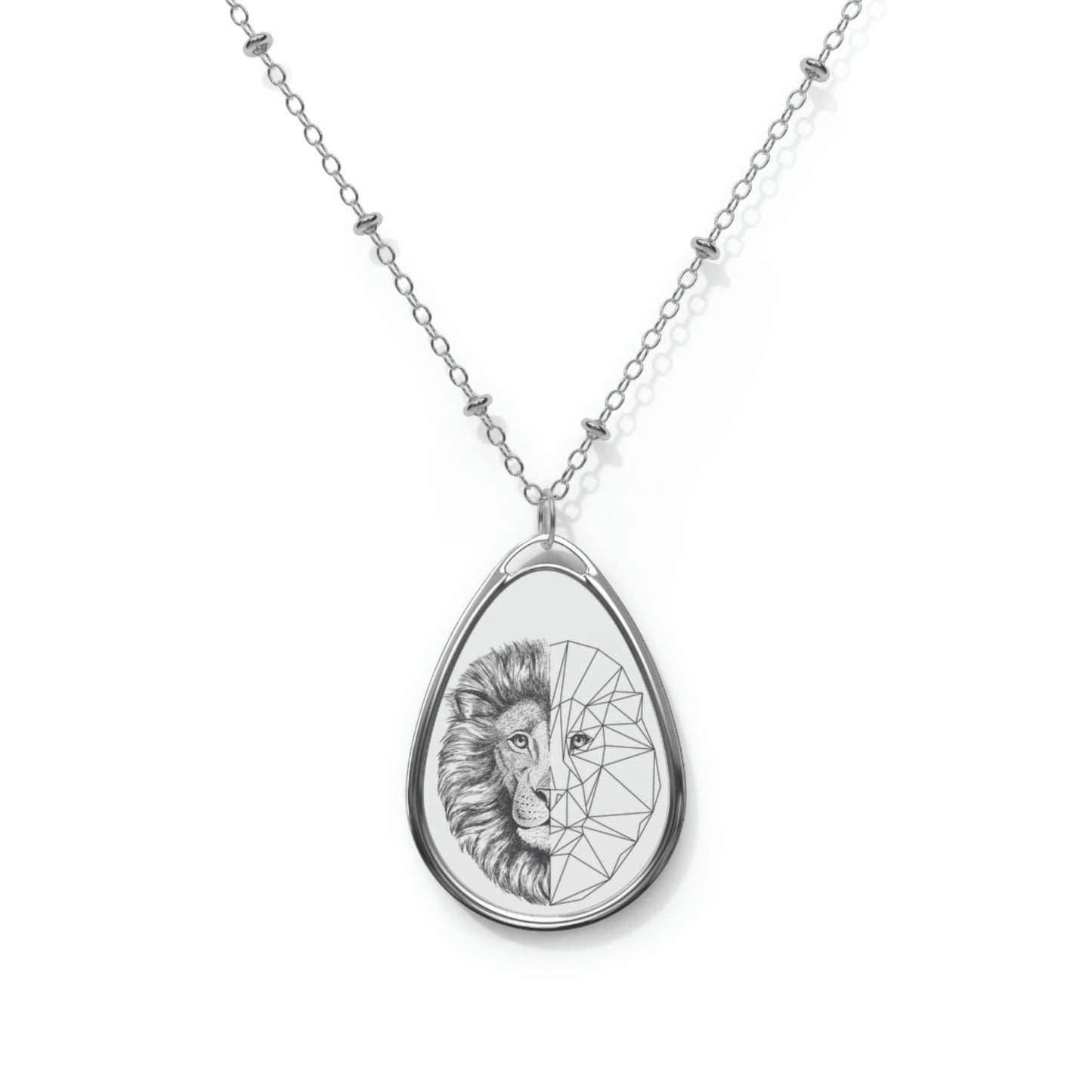 Lion Head Oval Necklace